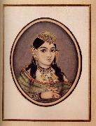 unknow artist A Courtesan of Maharaja Sawai Ram Singh of Jaipur Dressed for the Spring Festival oil painting on canvas